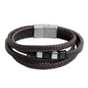 Braided Designer Stainless Steel and Brown Leather Bracelet for Men & Boys (SJ_3396_BR)