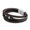 Braided Designer Stainless Steel and Brown Leather Bracelet for Men & Boys (SJ_3396_BR)