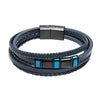 Braided Designer Stainless Steel and Leather Bracelet for Men, Boys Blue (SJ_3396_BL)