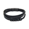 Braided Designer Stainless Steel and Leather Bracelet for Men, Boys Black(SJ_3398_BK)on