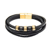 Braided Designer Stainless Steel and Leather Bracelet for Men, Boys Gold (SJ_3398_G)