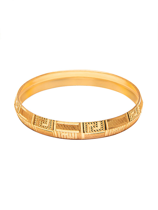  Designer Stylish Self Design Amritsari Gold Colour Sikh Kada for Men (SJ_3399) - Shining Jewel