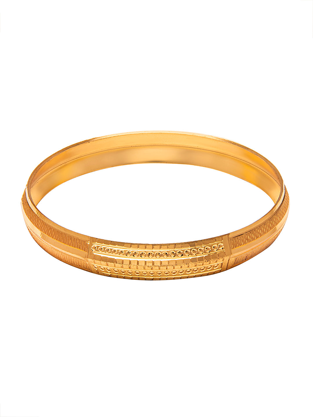 Designer Stylish Self Design Amritsari Gold Colour Sikh Kada for Men (SJ_3401) - Shining Jewel