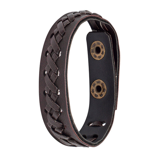 Hand-woven Brown Leather Bracelet for Men (SJ_3408)