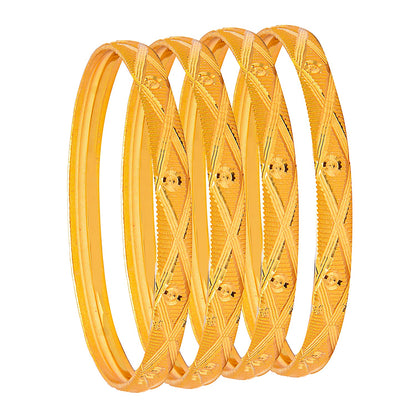 Fashion Gold Plated Traditional Designer Bangles for Women (Pack of 4) SJ_3412 