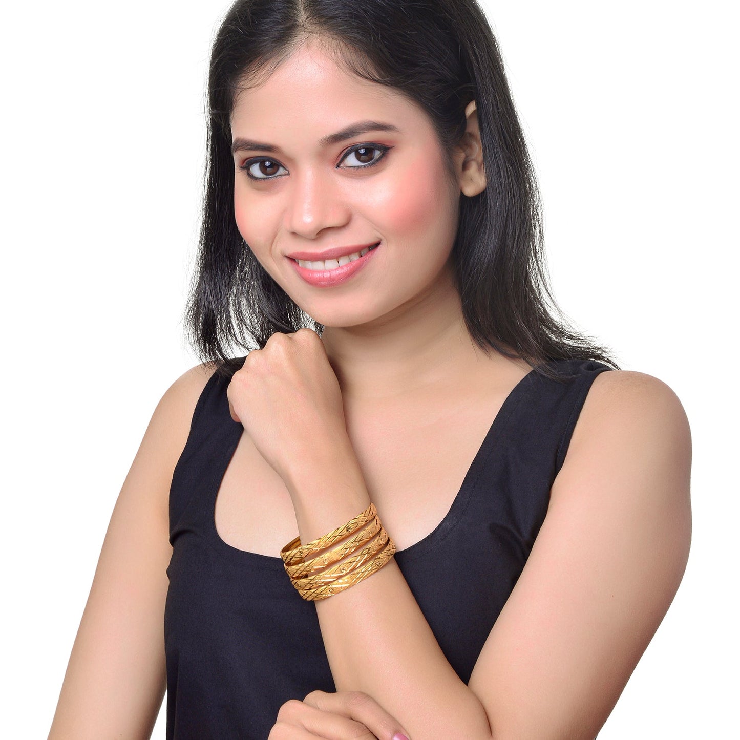 Fashion Gold Plated Traditional Designer Bangles for Women (Pack of 4) SJ_3416