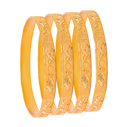 Fashion Gold Plated Traditional Designer Bangles for Women (Pack of 4) SJ_3417