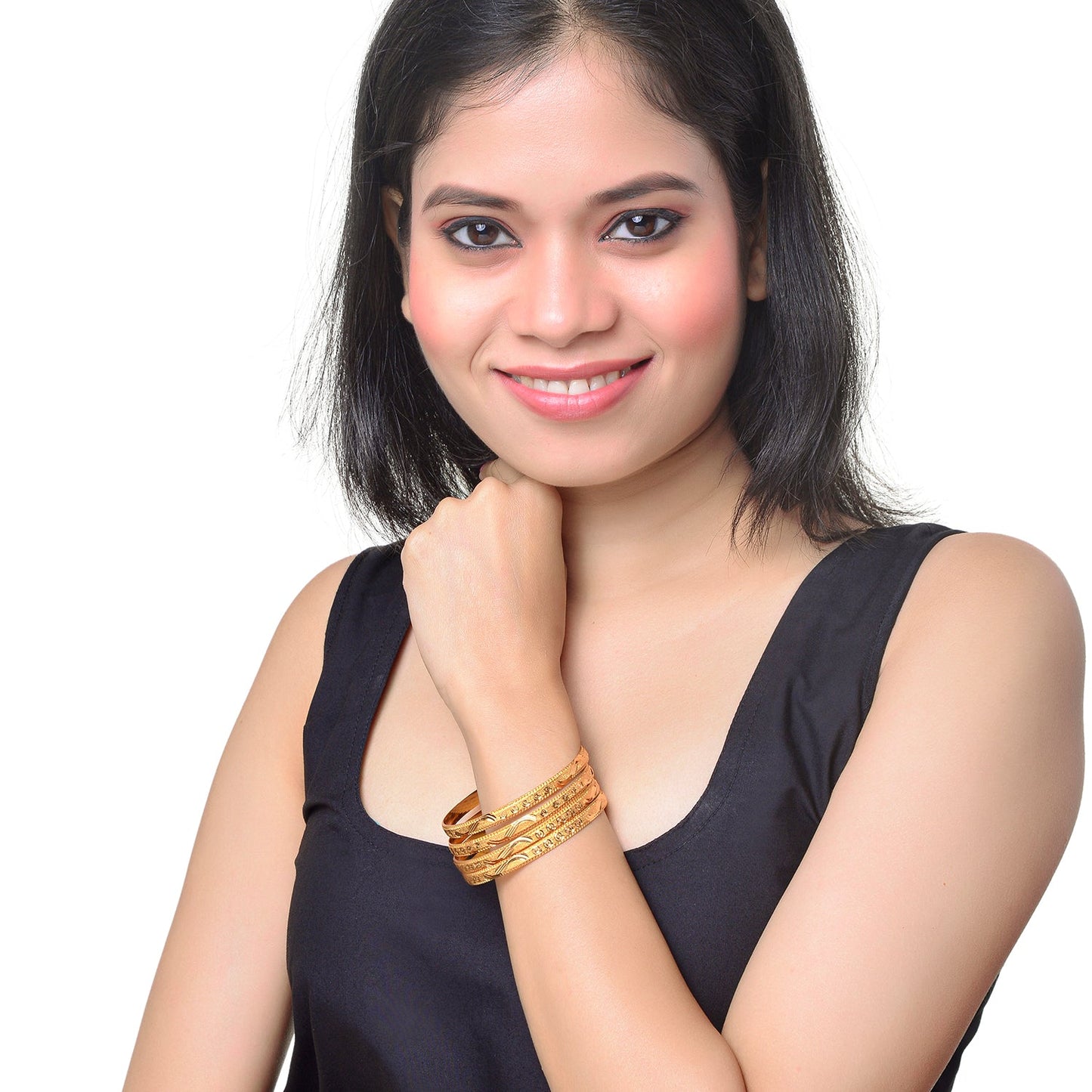 Shining Jewel Fashion Gold Plated Traditional Designer Bangles for Women (Pack of 4) SJ_3419