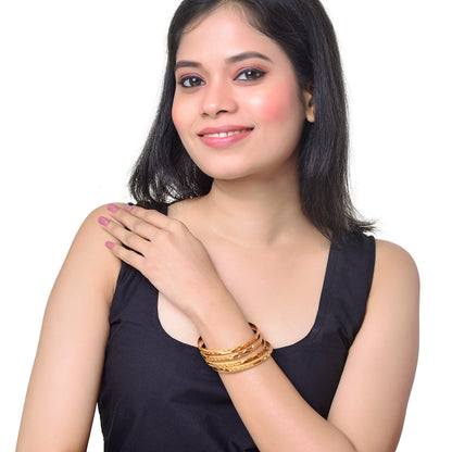 Fashion Gold Plated Traditional Designer Bangles for Women (Pack of 4) SJ_3420