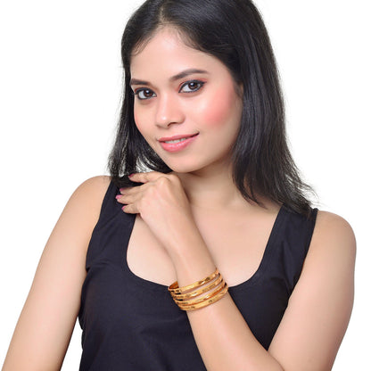 Fashion Gold Plated Traditional Designer Bangles for Women (Pack of 4) SJ_3421