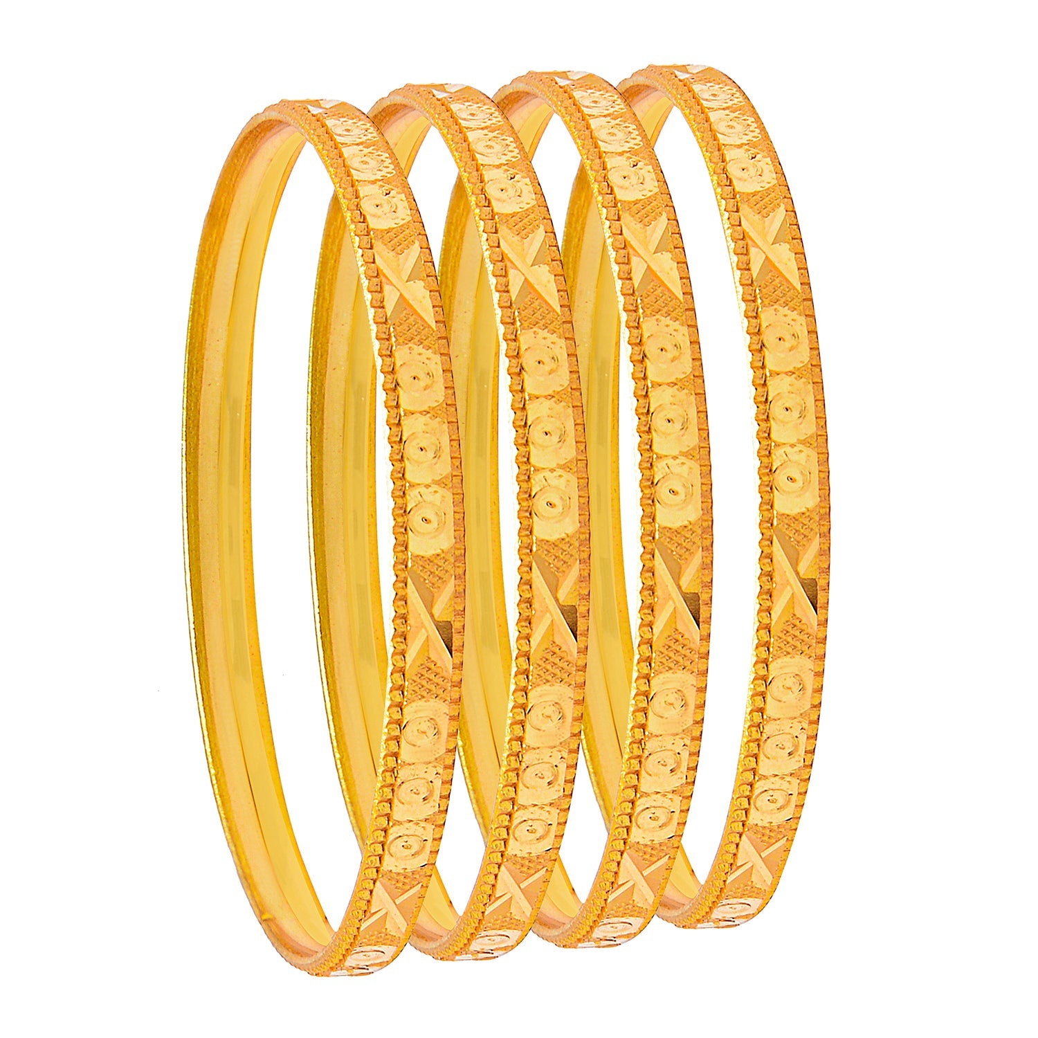 Fashion Gold Plated Traditional Designer Bangles for Women (Pack of 4) SJ_3425
