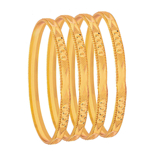 Fashion Gold Plated Traditional Designer Bangles for Women (Pack of 4) SJ_3426
