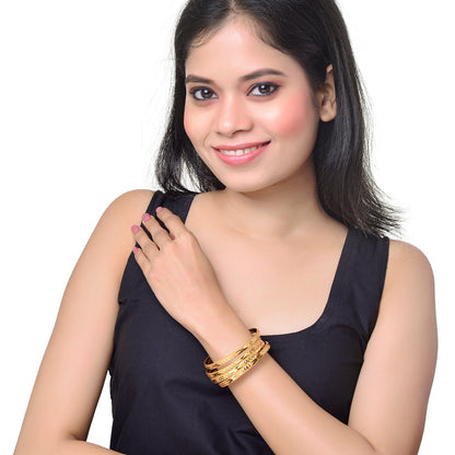 Fashion Gold Plated Traditional Designer Bangles for Women (Pack of 4) SJ_3426