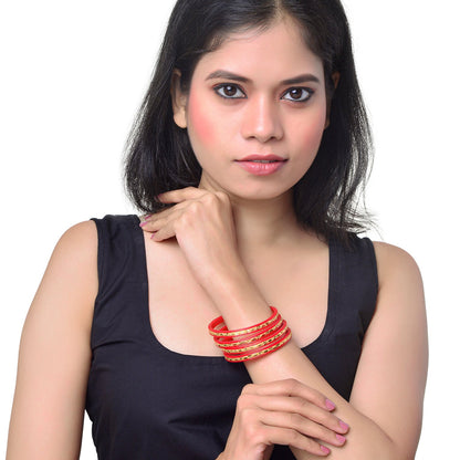 Fashion Gold Plated Traditional Designer Bangles for Women (Pack of 4) SJ_3428