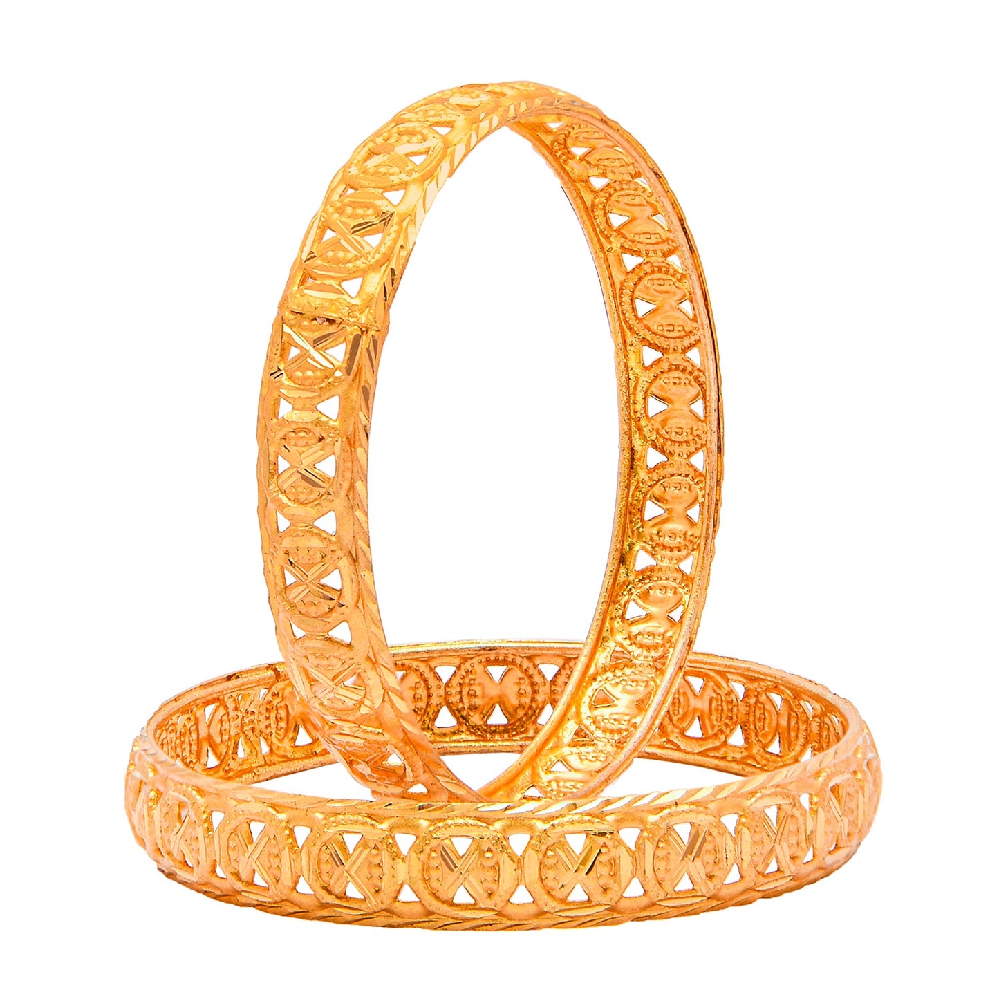Fashion Gold Plated Traditional Designer Bangles for Women (Pack of 2) SJ_3429