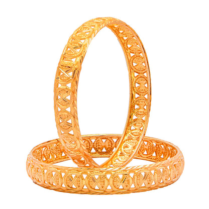 Fashion Gold Plated Traditional Designer Bangles for Women (Pack of 2) SJ_3429
