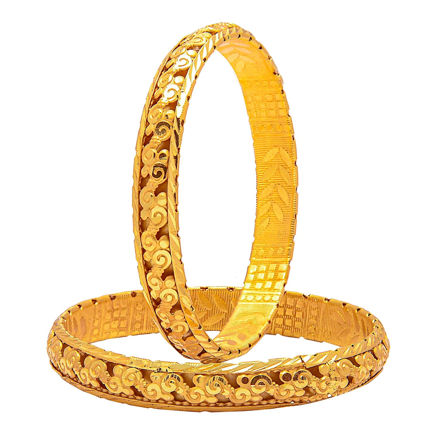 Fashion Gold Plated Traditional Designer Bangles for Women (Pack of 2) SJ_3432