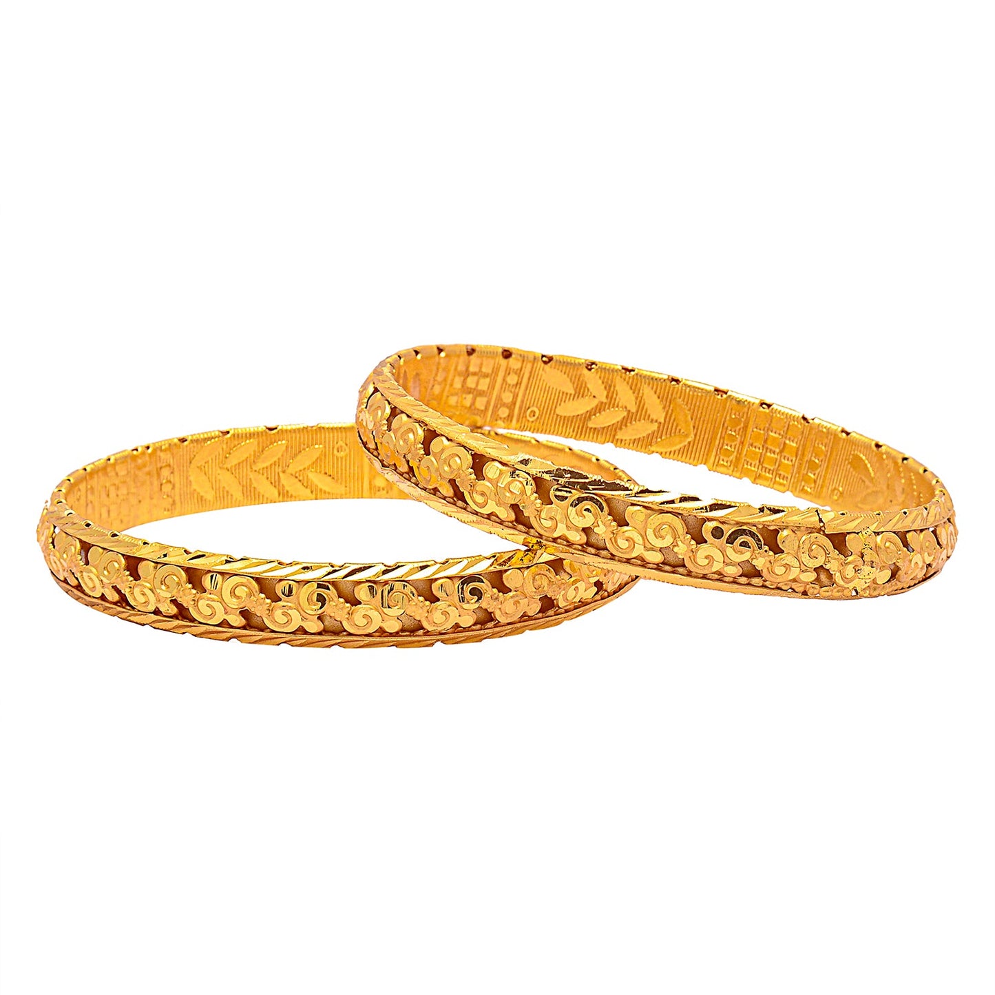 Fashion Gold Plated Traditional Designer Bangles for Women (Pack of 2) SJ_3432