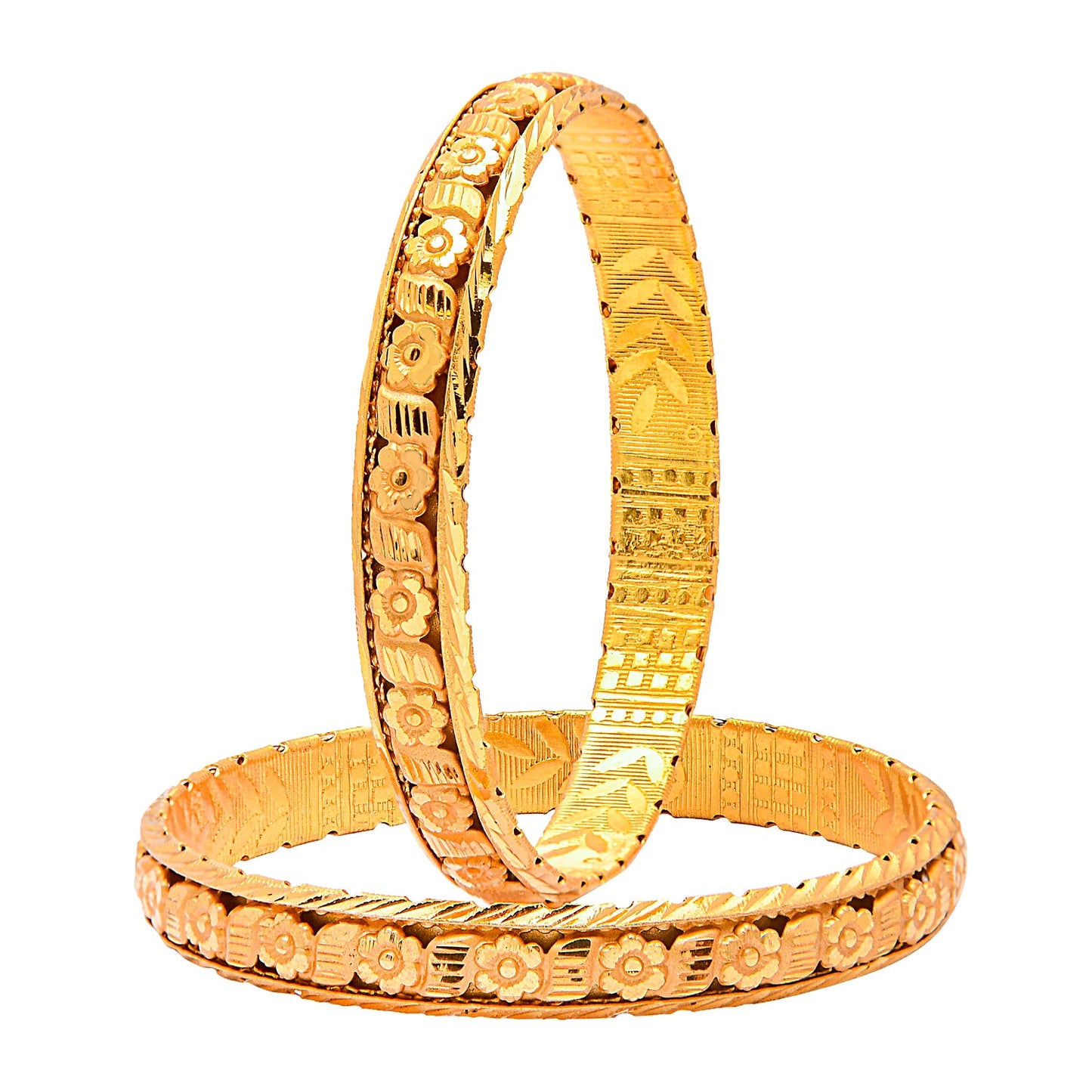 Fashion Gold Plated Traditional Designer Bangles for Women (Pack of 2) SJ_3434