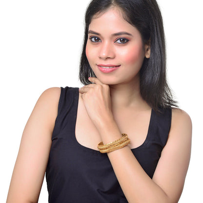 Fashion Gold Plated Traditional Designer Bangles for Women (Pack of 2) SJ_3435