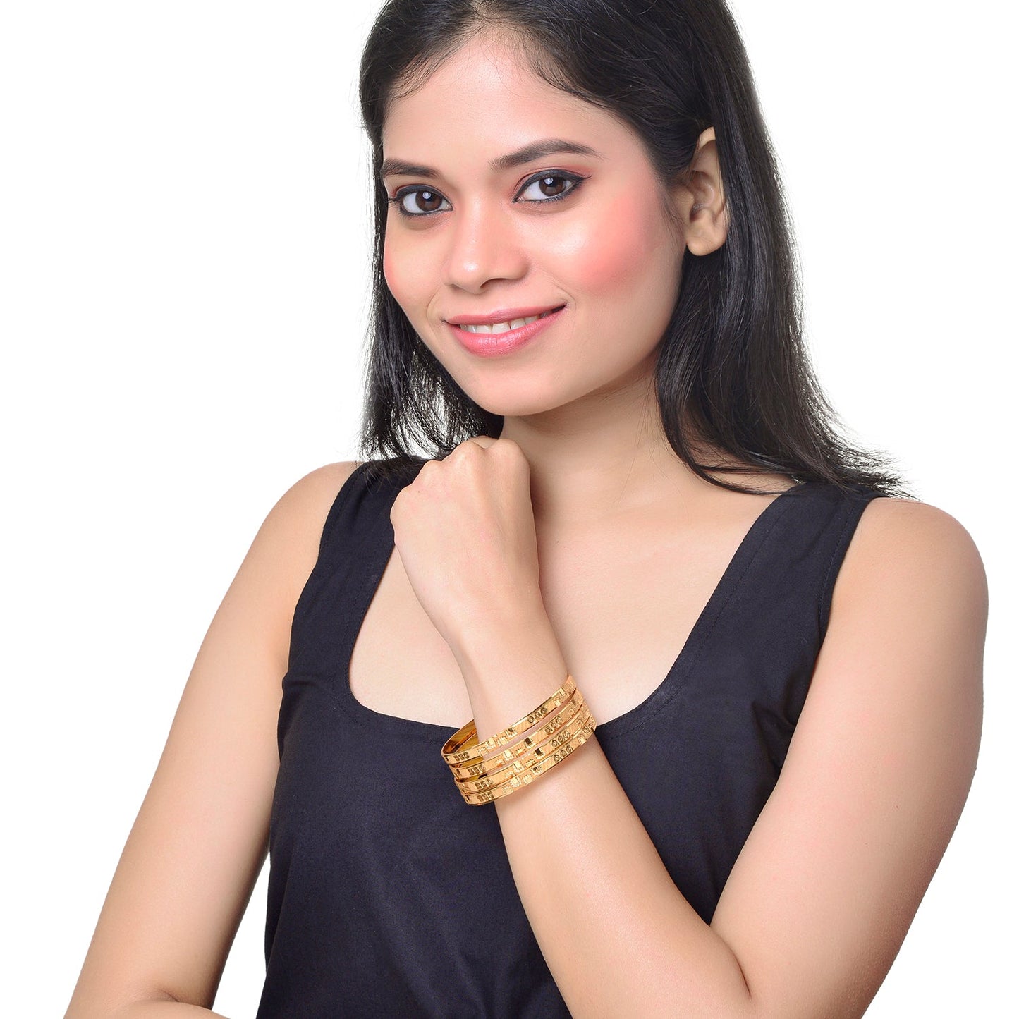 Fashion Gold Plated Traditional Designer Bangles for Women (Pack of 4) SJ_3436