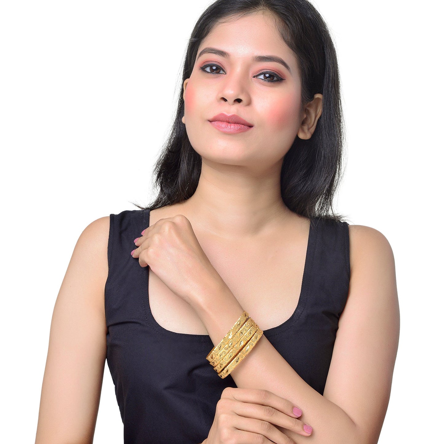 Fashion Gold Plated Traditional Designer Bangles for Women (Pack of 4) SJ_3440