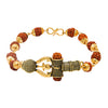 Shining Jewel - By Shivansh Gold Healing and Powerful Rudraksha Damru Trishul Shiva Adjustable Leather Bracelet for Men (SJ_3444)