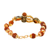 Shining Jewel - By Shivansh Gold Healing and Powerful Rudraksha Damru Trishul Shiva Adjustable Leather Bracelet for Men (SJ_3444)