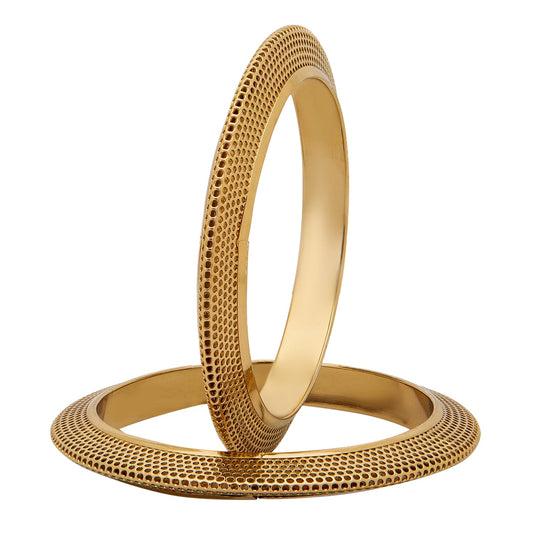 Shining Jewel Casual & Western Style Metal Fashionable Antique Gold Bangles for Girls and Women (Pack of 2) (SJ_3456_2.8_AG)