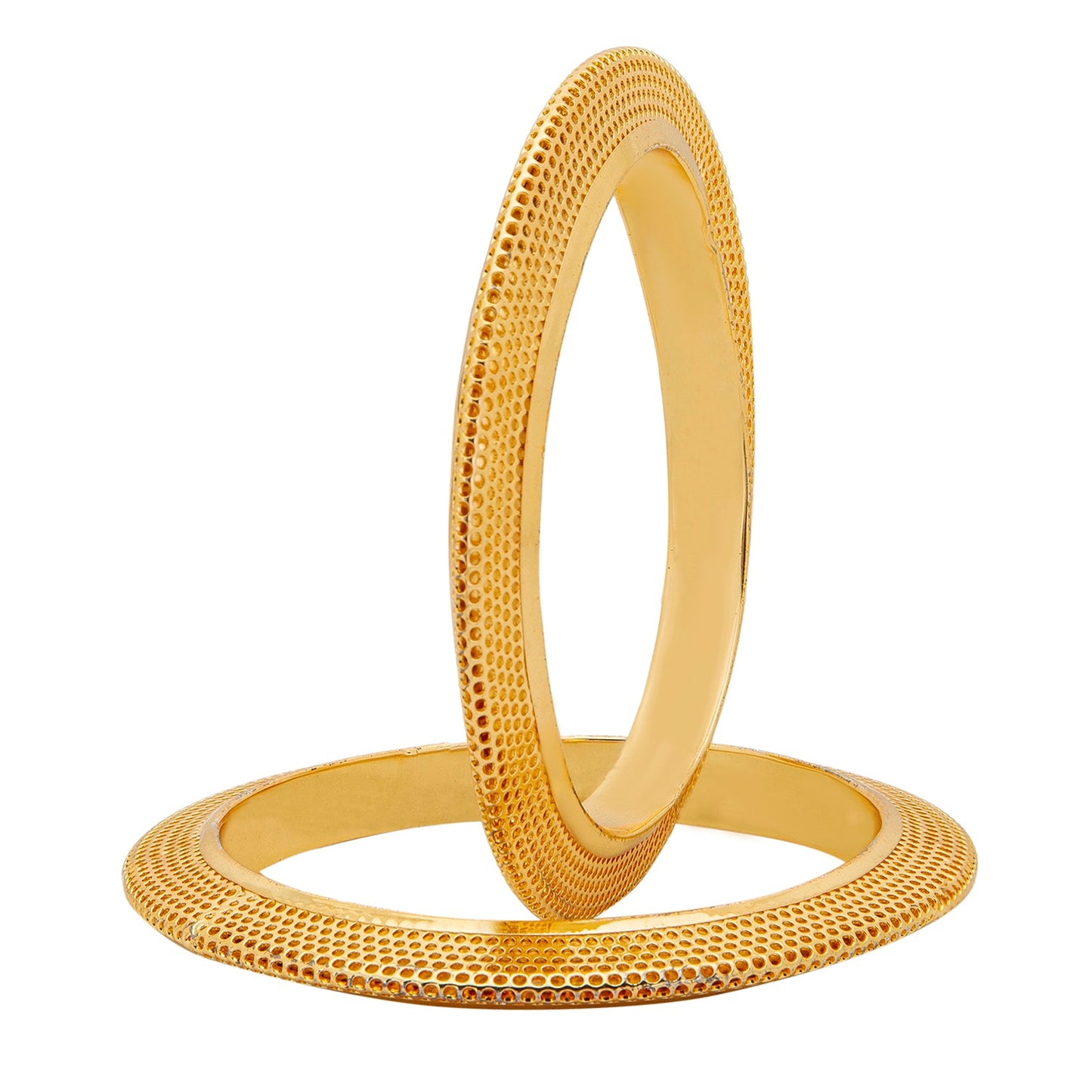 Shining Jewel Casual & Western Style Metal Fashionable Gold Bangles for Girls and Women (Pack of 2) (SJ_3456_2.8_G)