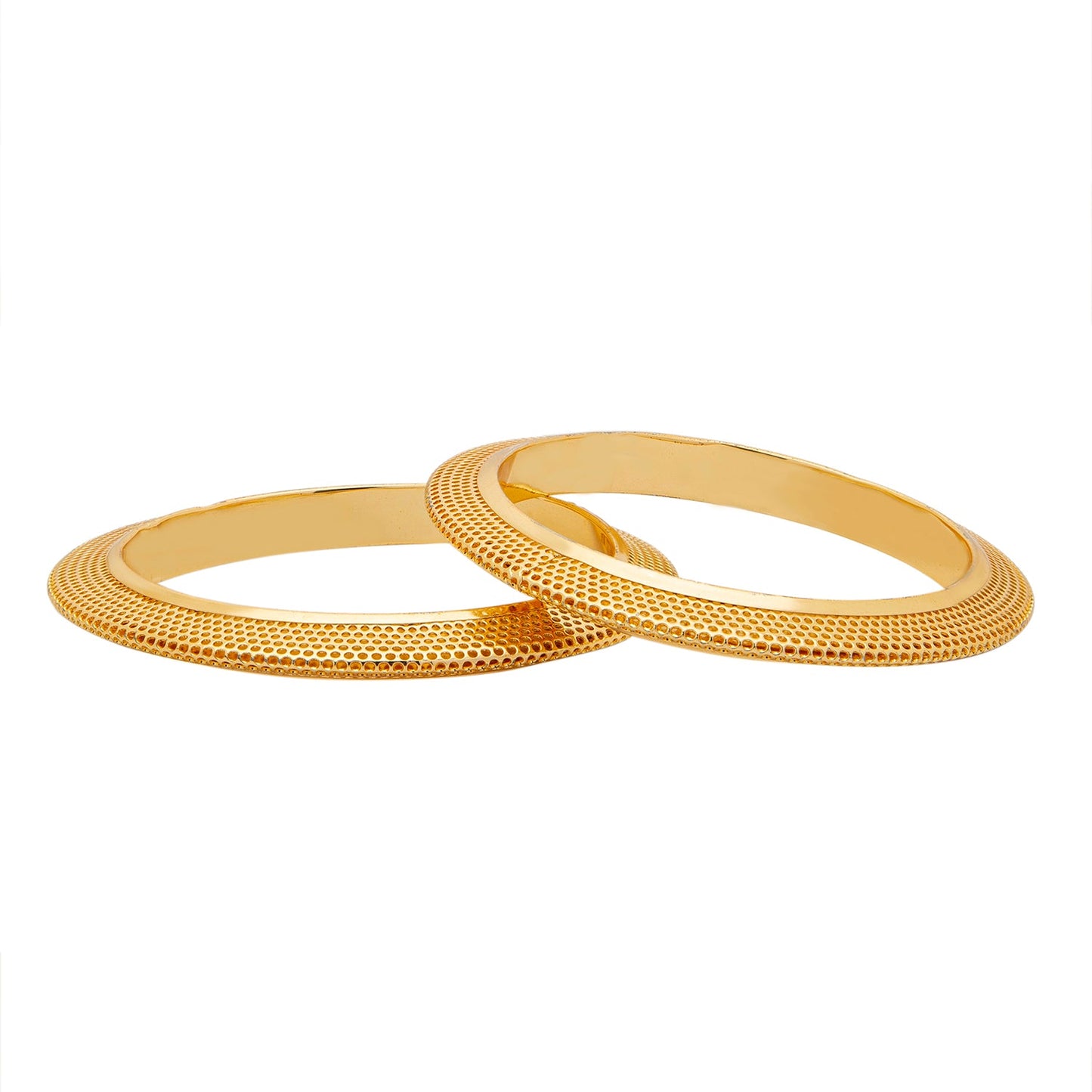 Shining Jewel Casual & Western Style Metal Fashionable Gold Bangles for Girls and Women (Pack of 2) (SJ_3456_2.8_G)