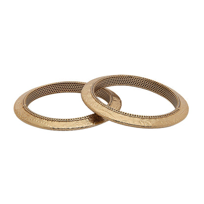 Shining Jewel Casual & Western Style Metal Fashionable Antique Gold Bangles for Girls and Women (Pack of 2) (SJ_3457_2.4_AG)