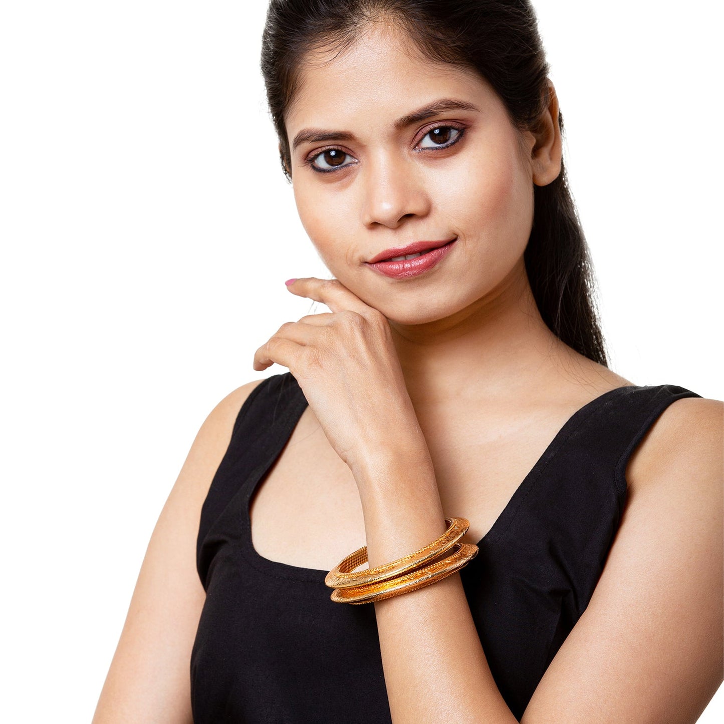 Shining Jewel Casual & Western Style Metal Fashionable Rose Gold Bangles for Girls and Women (Pack of 2)  (SJ_3457_2.8_G)