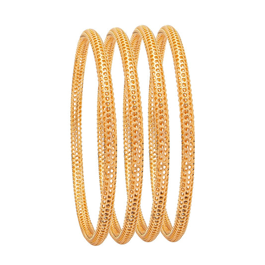 Shining Jewel Casual & Western Style Metal Fashionable Rose Gold Bangles for Girls and Women (Pack of 4) (SJ_3459_2.4_RG)