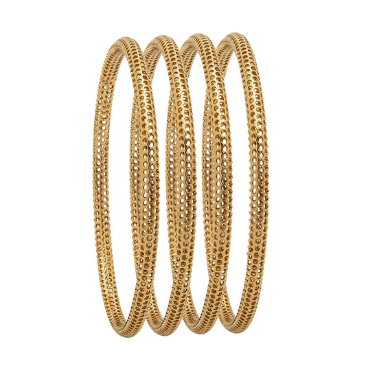 Shining Jewel Casual & Western Style Metal Fashionable Gold Bangles for Girls and Women  (Pack of 4)  (SJ_3459_2.4_AG)