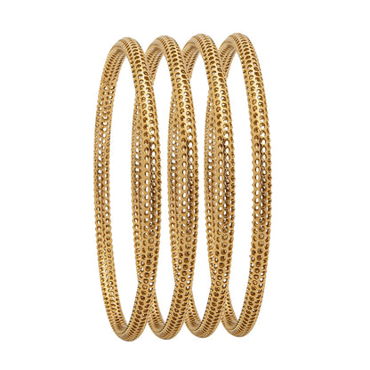 Shining Jewel Casual & Western Style Metal Fashionable Gold Bangles for Girls and Women  (Pack of 4)  (SJ_3459_2.6_AG)