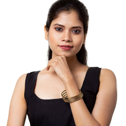 Shining Jewel Casual & Western Style Metal Fashionable Gold Bangles for Girls and Women  (Pack of 4)  (SJ_3459_2.6_AG)