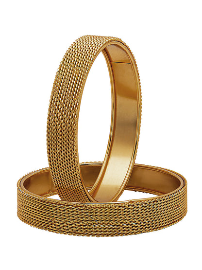 Shining Jewel Casual & Western Style Metal Fashionable Antique Gold Bangles for Girls and Women (Pack of 2) (SJ_3473_AG_2.4)