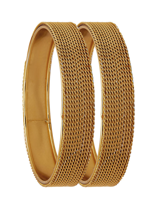 Shining Jewel Casual & Western Style Metal Fashionable Antique Gold Bangles for Girls and Women (Pack of 2) (SJ_3473_AG_2.6)