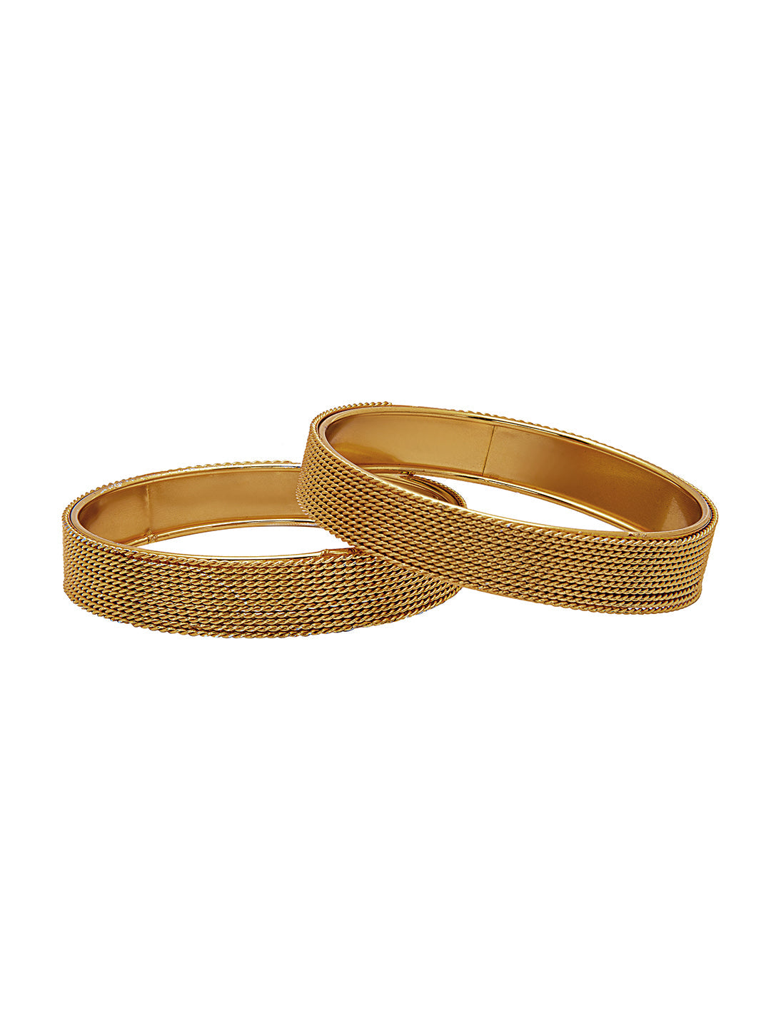 Shining Jewel Casual & Western Style Metal Fashionable Antique Gold Bangles for Girls and Women (Pack of 2) (SJ_3473_AG_2.4)