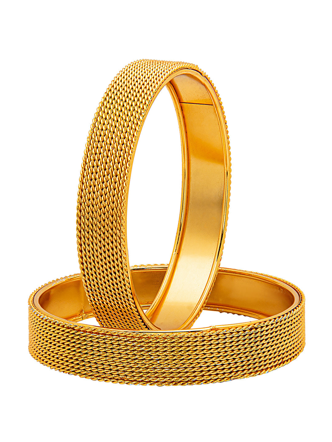 Shining Jewel Casual & Western Style Metal Fashionable Gold Bangles for Girls and Women (Pack of 2) (SJ_3473_G_2.4)