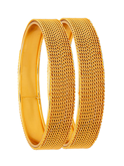 Shining Jewel Casual & Western Style Metal Fashionable Gold Bangles for Girls and Women (Pack of 2) (SJ_3473_G_2.4)