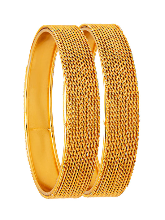 Shining Jewel Casual & Western Style Metal Fashionable Gold Bangles for Girls and Women (Pack of 2) (SJ_3473_G_2.6)