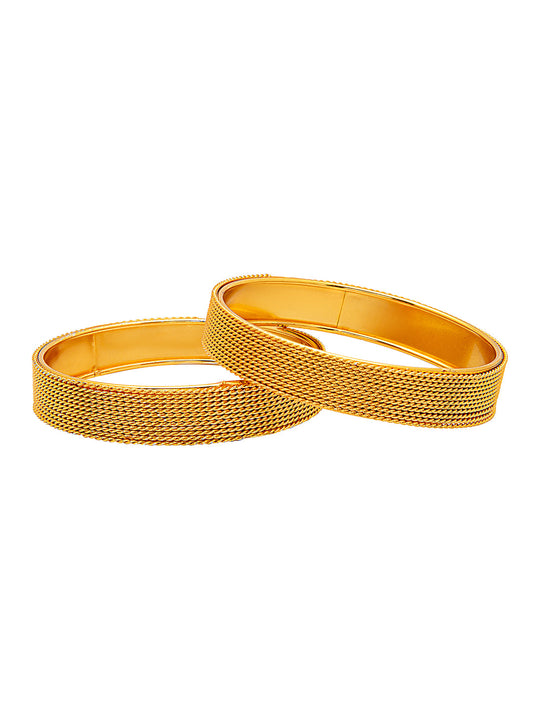 Shining Jewel Casual & Western Style Metal Fashionable Gold Bangles for Girls and Women (Pack of 2) (SJ_3473_G_2.8)