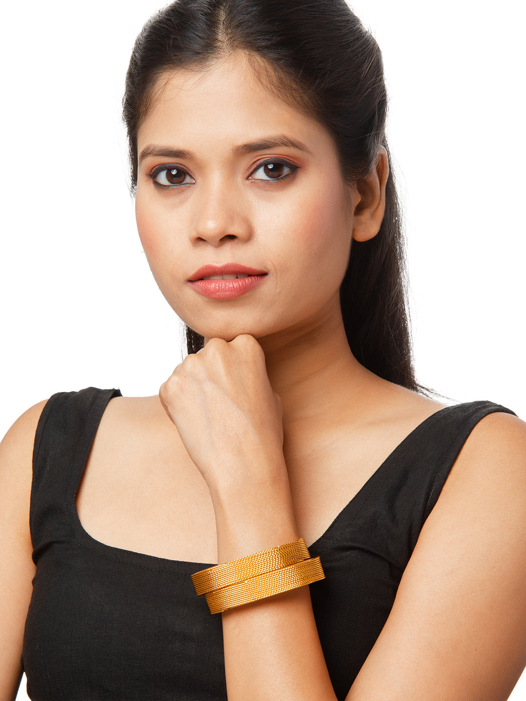 Shining Jewel Casual & Western Style Metal Fashionable Gold Bangles for Girls and Women (Pack of 2) (SJ_3473_G_2.4)