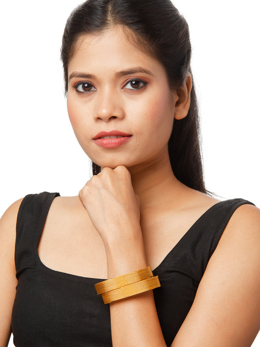 Shining Jewel Casual & Western Style Metal Fashionable Gold Bangles for Girls and Women (Pack of 2) (SJ_3473_G_2.10)