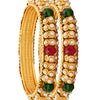 Shining Jewel Gold Plated Crystal Kundan Traditional Kada Bangle Set for Women (Set of 2 Bangles) (SJ_3474_2.4)