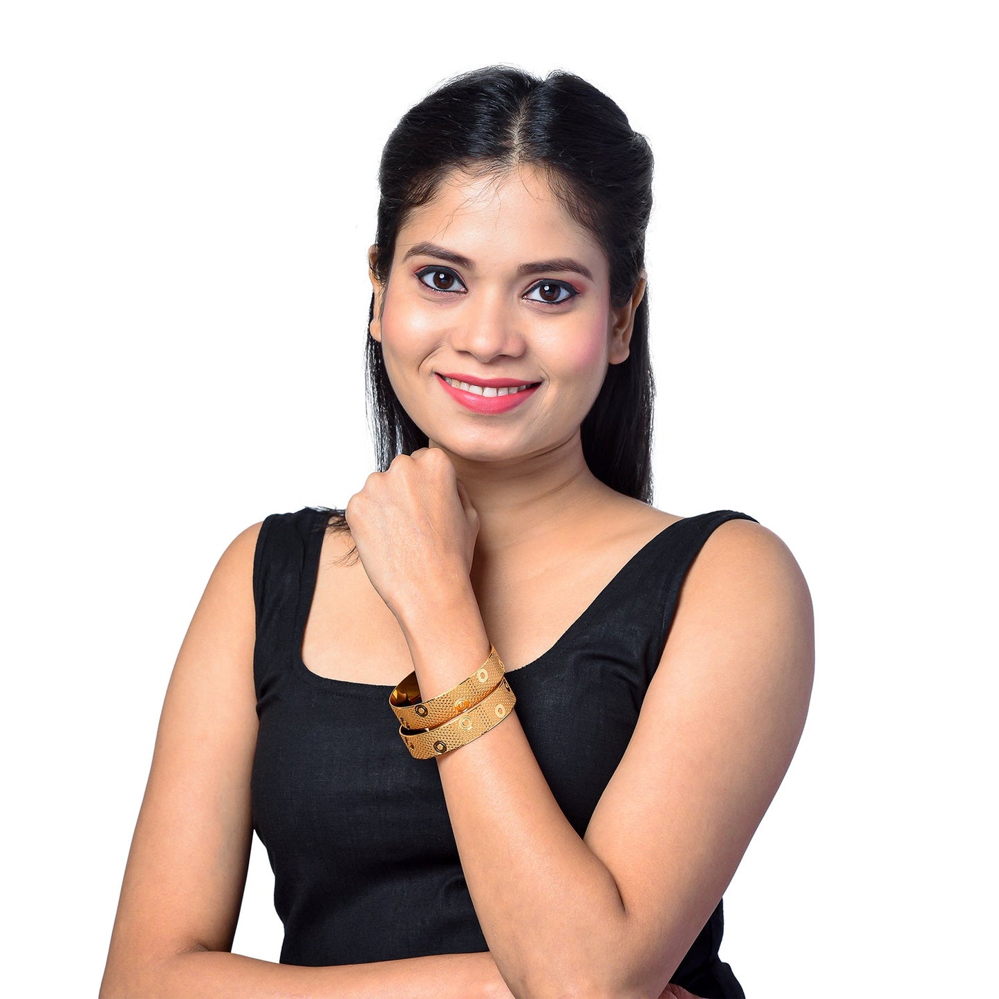 Shining Jewel Gold Plated Traditional Handcrafted Stylish Designer Bangles for Women (Pack of 2) SJ_3481_2.10