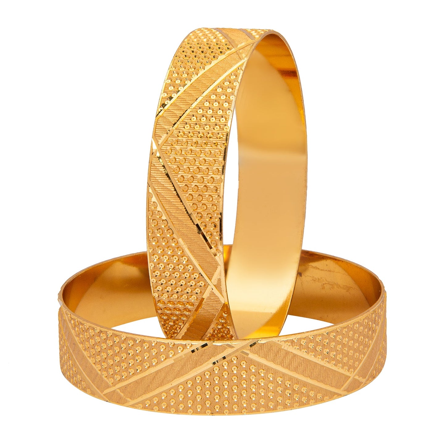 Shining Jewel Gold Plated Traditional Handcrafted Stylish Designer Bangles for Women (Pack of 2) SJ_3482_2.8