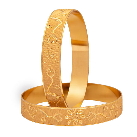 Shining Jewel Gold Plated Traditional Handcrafted Flower Designer Bangles for Women (Pack of 2) SJ_3484_2.10